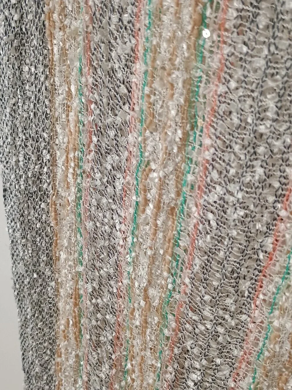 Cejon Metallic Knit Infinity Scarf One Size Multicolor Stripe Open Weave NWT
